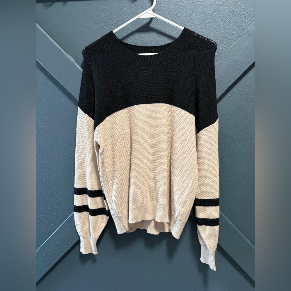 Colorblock Black and Cream Women's Sweater